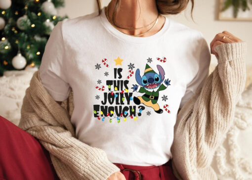 Is This Jolly Enough Disney Shirt, Gift For Christmas, Cute Stitch Shirt, Disney Christmas Vibes, Christmas Theme Stitch Ears, Disney Shirt