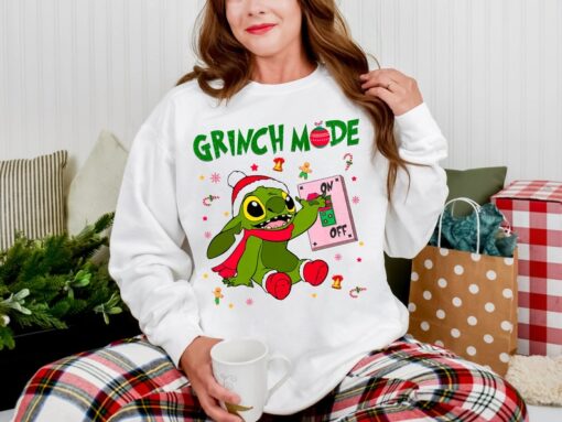 Griinch Sti-tch Mode On Sweatshirt, Griinch Stole Christmas