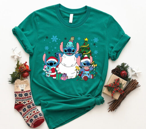 Disney Stitch Christmas T-Shirt, Disney Santa Stitch T-Shirt