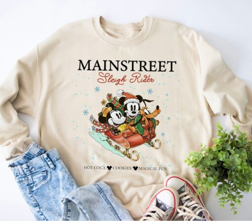 Disney Mickey Minnie Main Street Sleigh Rides Sweatshirt