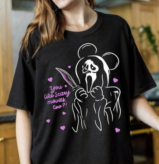 Disney Mickey Scream Ghostface Costume Halloween Shirt, You Like Scary Movies Too Shirt, Disneyland Halloween Matching Family Shirts