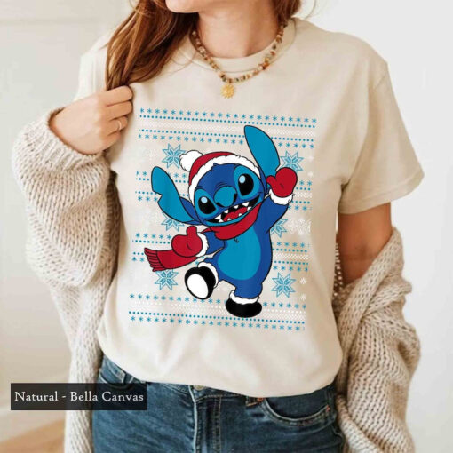 Disney Stitch Happy Holiday Shirt, Disney Stitch Christmas tshirt