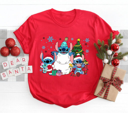 Disney Stitch Christmas T-Shirt, Disney Santa Stitch T-Shirt