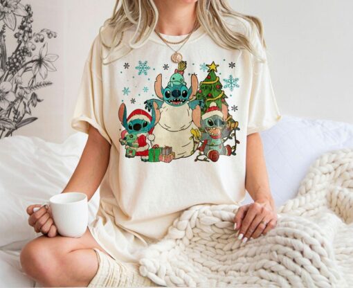 Vintage Stitch Christmas Tree Shirt, Walt Disney World Christmas Shirt,Disney Christmas Shirt, Disney Holiday Shirt, Disney Family Shirt