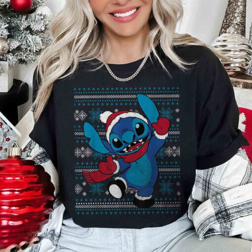 Disney Stitch Happy Holiday Shirt, Disney Stitch Christmas tshirt