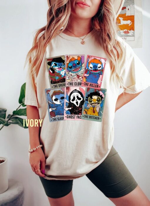 Disney Stitch Tarot Halloween Comfort Colors Shirt, Lilo And Stitch Halloween Shirt, Stitch Halloween, Halloween Family Matching Shirts