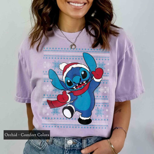 Disney Stitch Happy Holiday Shirt, Disney Stitch Christmas tshirt