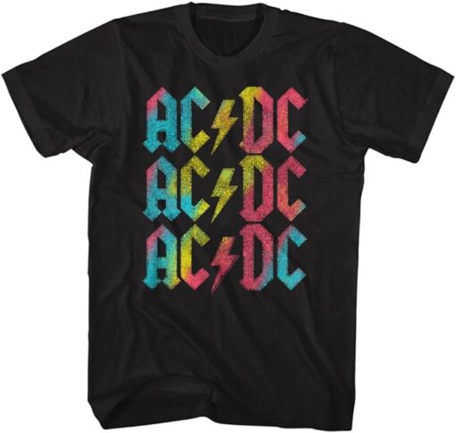 AC,DC Hard Rock Band Music Group Rainbow Repeat Adult T-Shirt Tee