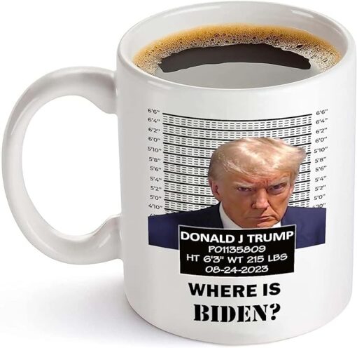 The Garnish Gripper Trump Mug Shot Mug Funny Donald Trump Police Mugshot Photo Never Surrender Not Guilty Free Trump Mug