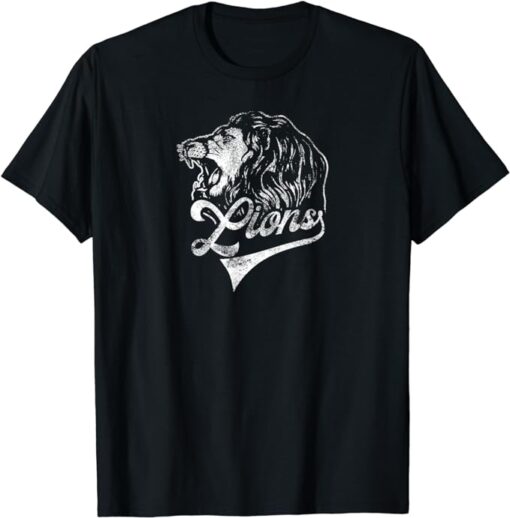 Lions School Sports Fan Team Spirit Mascot Vintage T-Shirt