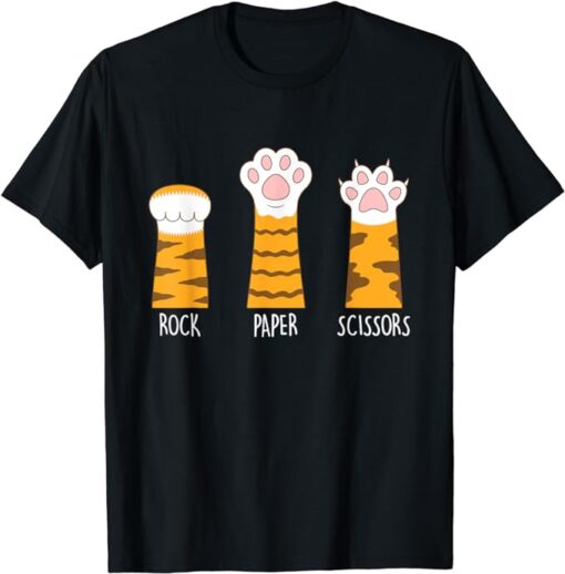 Rock Paper Scissors Hand Game Funny Cute Paw Cat Lovers T-Shirt