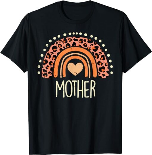 Leopard Boho Rainbow Mother Mothers Day Mom Mommy Mama Women T-Shirt