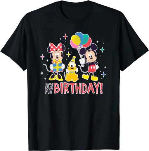 Disney Mickey Mouse Minnie and Pluto It’s My Birthday Cute T-Shirt