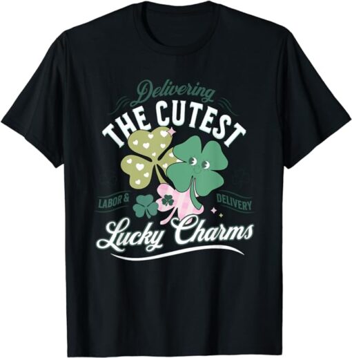 Retro Delivering Cutest Little Lucky Charms L&D St Patricks T-Shirt