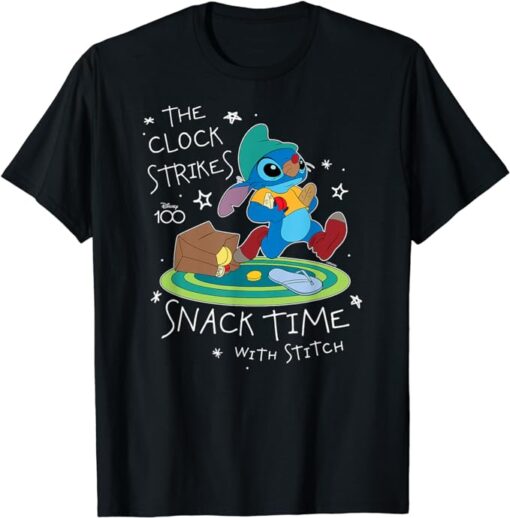 Disney 100 - The Clock Strikes Snack Time Stitch T-Shirt