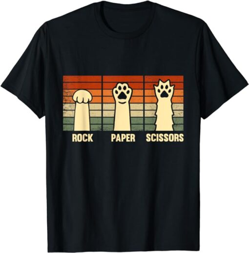 Rock Paper Scissors Hand Game Cute Paw Funny Cat Kids T-Shirt