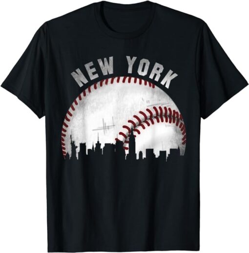 Vintage New York Skyline City Baseball T-Shirt