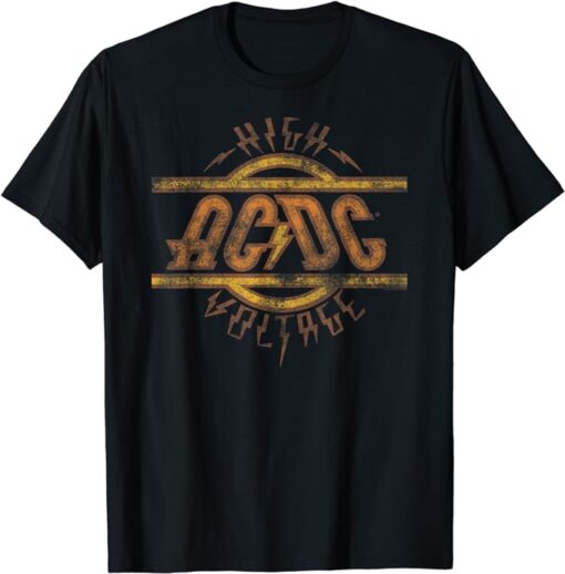 ACDC High Voltage Logo Distressed Rock Music Band T-Shirt