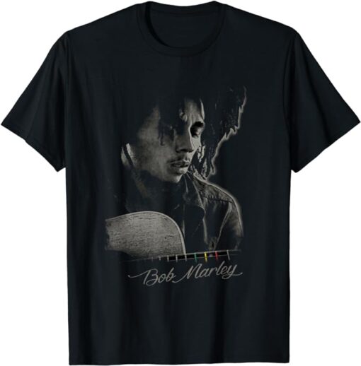 Bob Marley Catch A Fire Guitar Tee T-Shirt