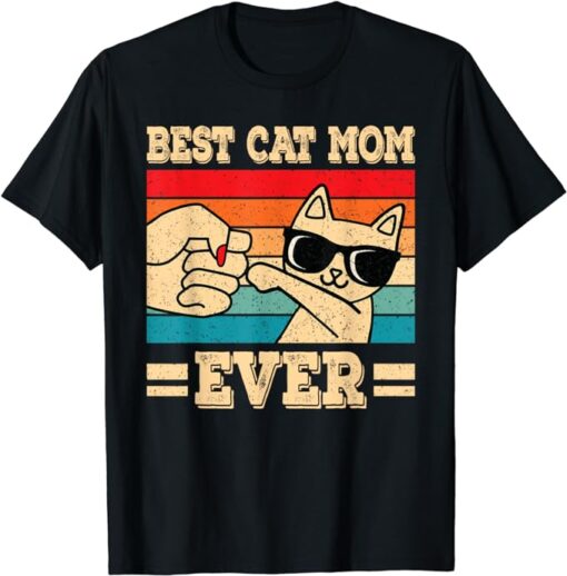 Best Cat Mom Ever Funny Cat Retro Vintage Cat Lover Women T-Shirt