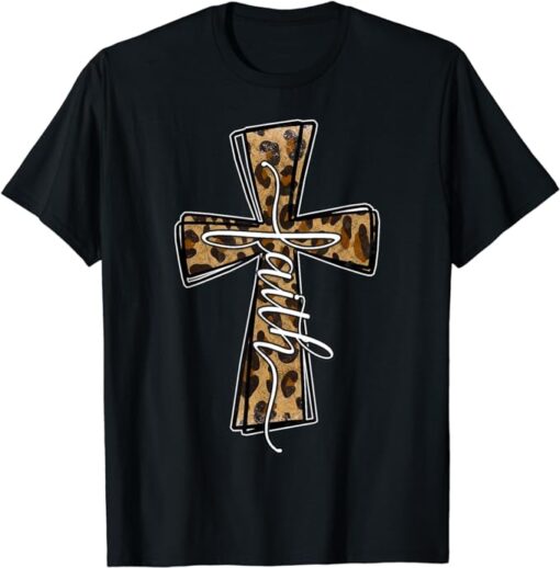 Love In Faith Tees For Christian Leopard Cross Cheetah Print T-Shirt