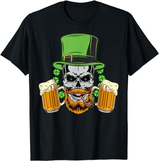 Shenanigans Squad St Patricks Day Irish Skull Leprechaun T-Shirt