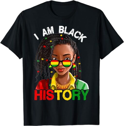 Black History Month Shirts African Woman Girls Loc'd Hair T-Shirt