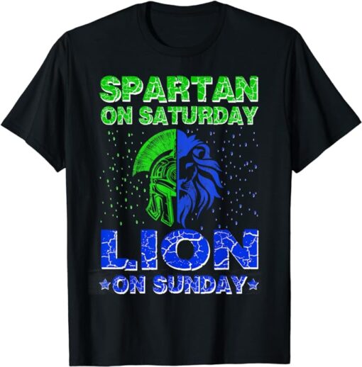 Spartan on Saturday Lion on Sunday Funny Detroit Mother Day T-Shirt