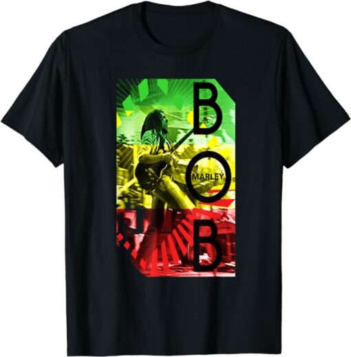 Bob Marley Concert Rasta Stripe T-Shirt