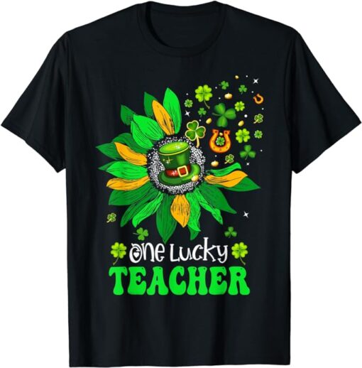 One Lucky Teacher St Patrick's Day Sunflower T-Shirt