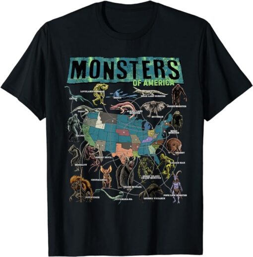 Cryptid Monsters of America Folklore Creature Cryptozoology T-Shirt