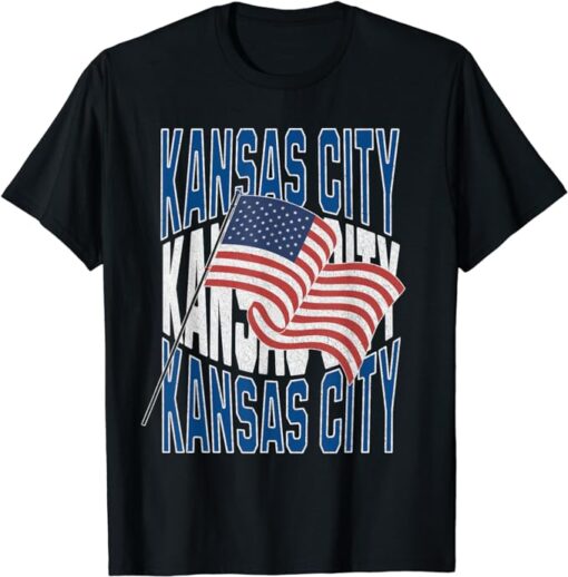 Patriotic Kansas City USA Flag Vintage Kansas City T-Shirt