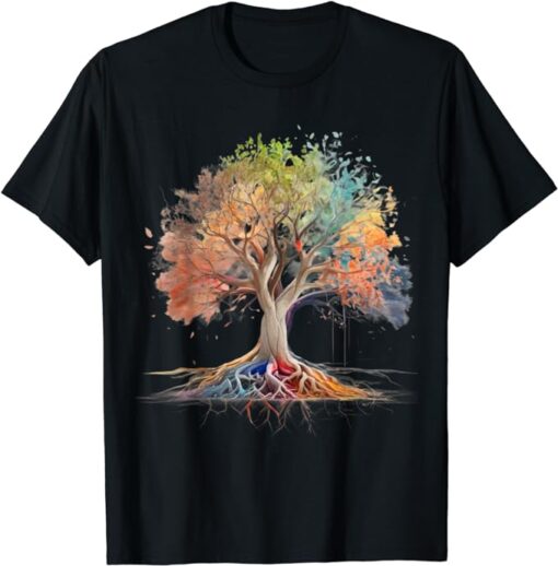 Graphic Colorful Life Is Really Good Tree Art T-Shirt