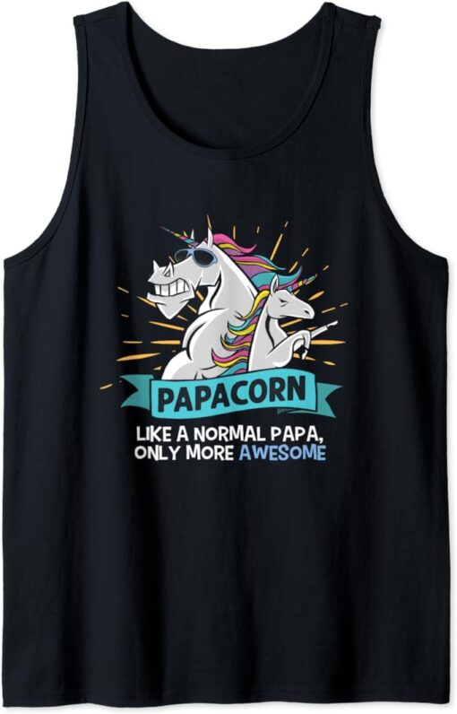 Papacorn Unicorn Dad Dadacorn Father Daddy Daughter Man Tank Top