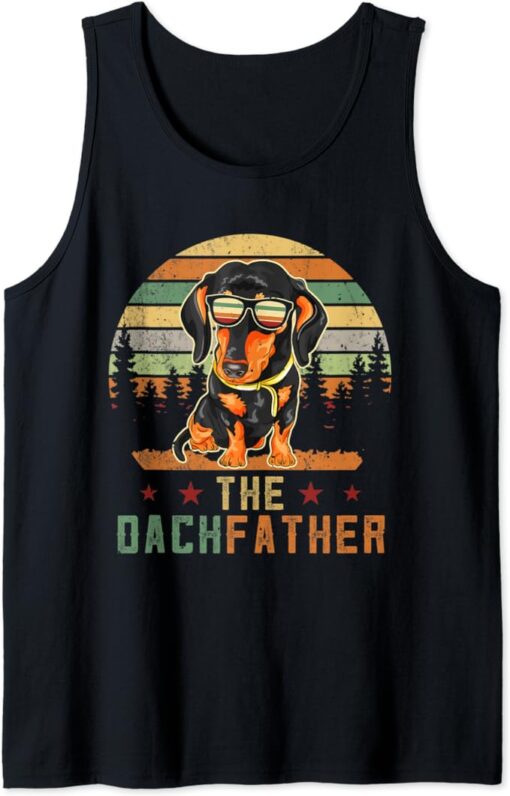 Vintage Retro The Dachfather Cool Dachshund Dog Father's Day Tank Top