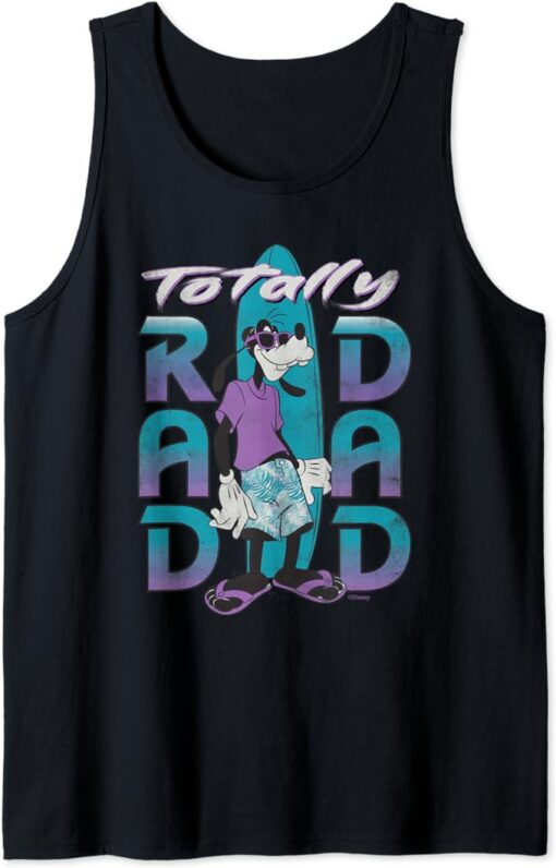 Disney Goofy Totally Rad Dad Father’s Day Surfing Distressed Tank Top