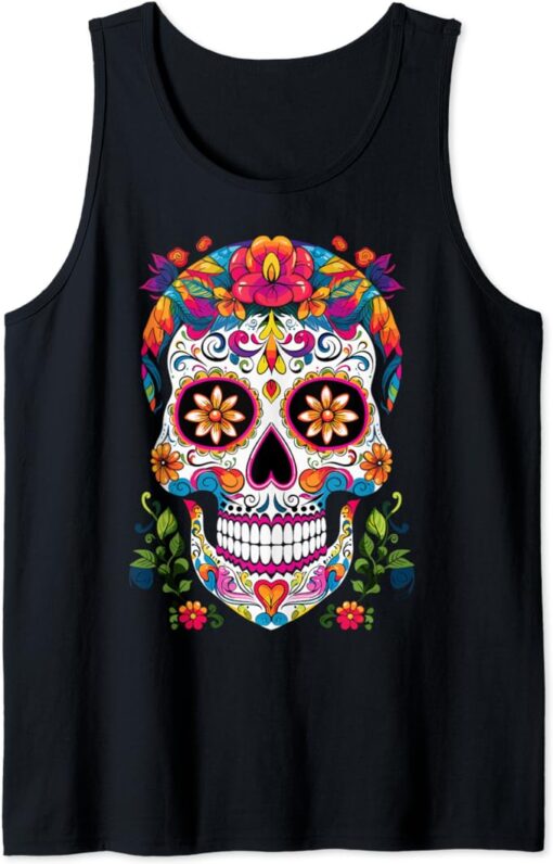 Sugar Skull Halloween Calavera Costume Dia De Los Muertos Tank Top