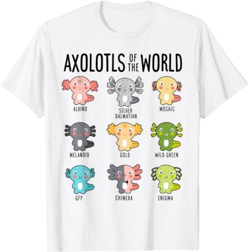 Axolotls Of The World Axolotl Amphibian Animal Lovers Kawaii T-Shirt