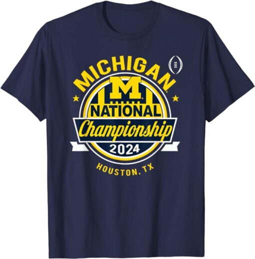 Michigan Wolverines 2024 CFP National Championship Logo Navy T-Shirt