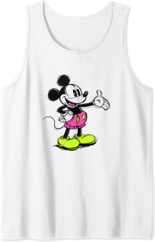 Disney Mickey And Friends Sketchy Neon Mickey Mouse Portrait Tank Top