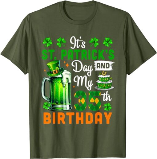 It's St. Patrick's Day And 35th Birthday Clovers Beer Lover T-Shirt