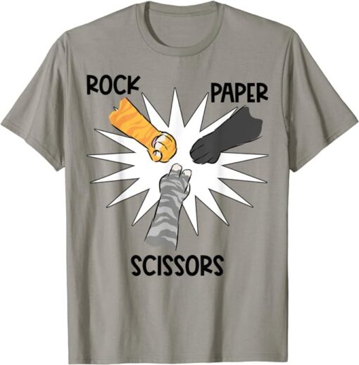 Rock Paper Scissors Hand Game Cute Paw Funny Cat T-Shirt