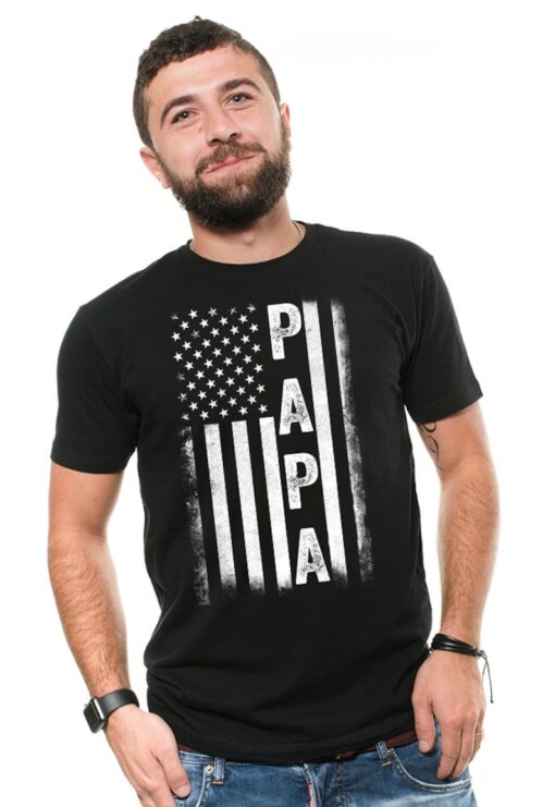 Men's Papa T shirt Gift For Dad Gift For Grandpa Father's Day Gift Ideas Proud USA Papa T shirt