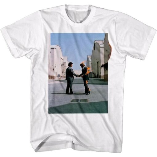 Pink Floyd Men's T-Shirt Wish You Were Here Burning Handshake Graphic Tee Vintage Music Rock Band Concert Tour Merch