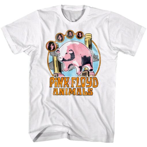 Pink Floyd Animals Shirt Pink Pig Art White T-Shirt Pink Floyd Merch Vintage Rock and Roll Shirt Tour Psychedelic Rock