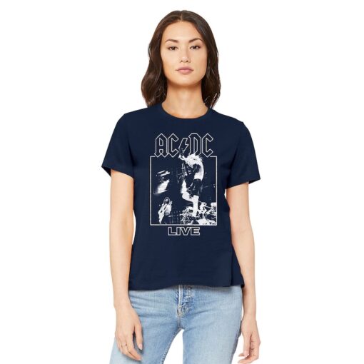 ACDC Women's T-Shirt Monsters of Rock AC DC Live Concert Album Cover Graphic Tee Vintage Heavy Metal Rock Band T-Shirt