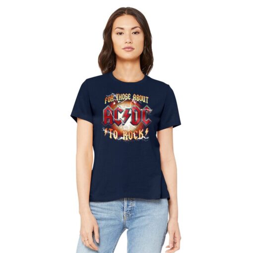 ACDC Women's T-Shirt For Those About to Rock Poster Graphic Tee Heavy Metal Band ConcerT-Shirt Music Lover Merch Summer