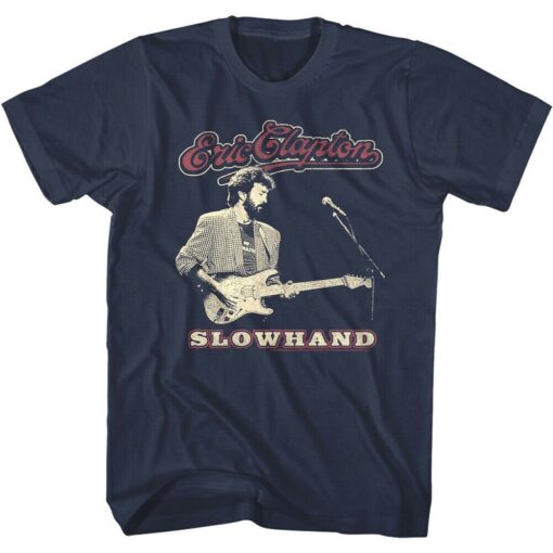 Eric Clapton Music Shirt Slowhand Album Rock Music Tee Guitarist Legend Rockstar Music Tour T-shirt Concert Men's Blue T