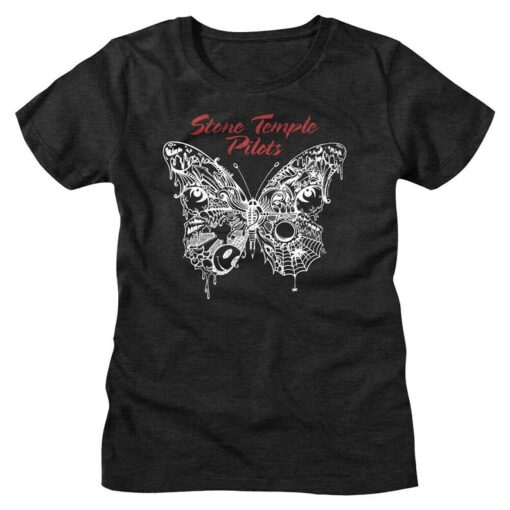 Stone Temple Pilots Women's T-Shirt STP Butterfly Album 2018 Black Graphic Tees Alt Rock Band Concert Tour Merch Grunge