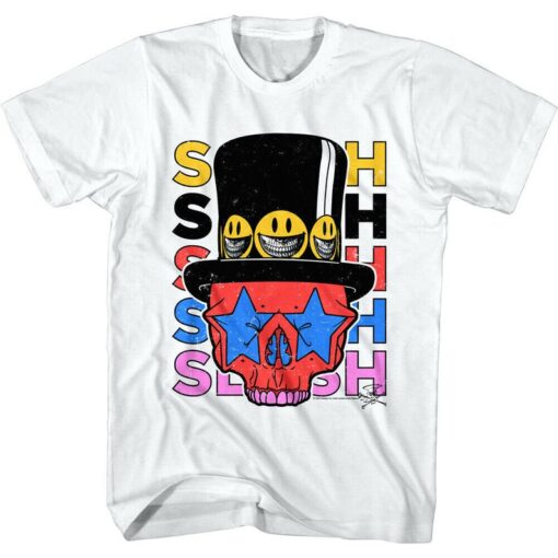 Slash Shirt Skull Head Art Living The Dream Tour Men's Graphic Tee 80s Band Concert Merch Rock Guitarist Retro T-Shirt